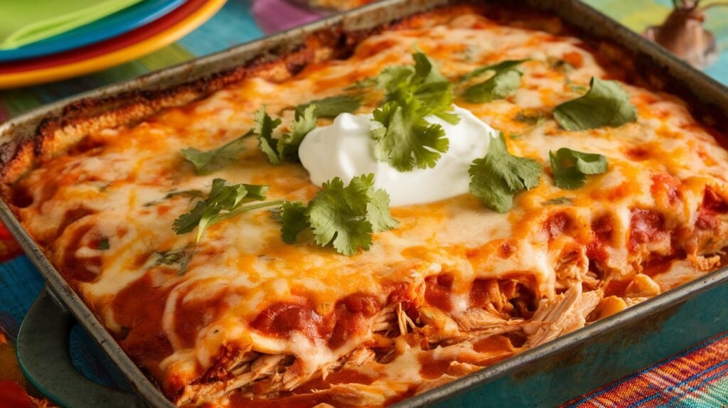 Cheesy Chicken Enchilada Bake
