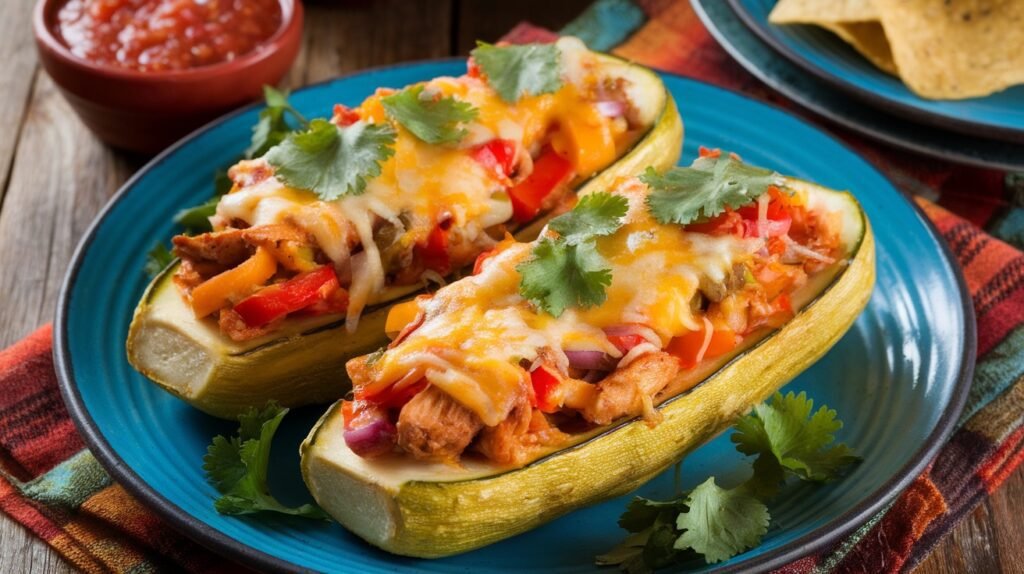 Chicken Fajita Stuffed Zucchini