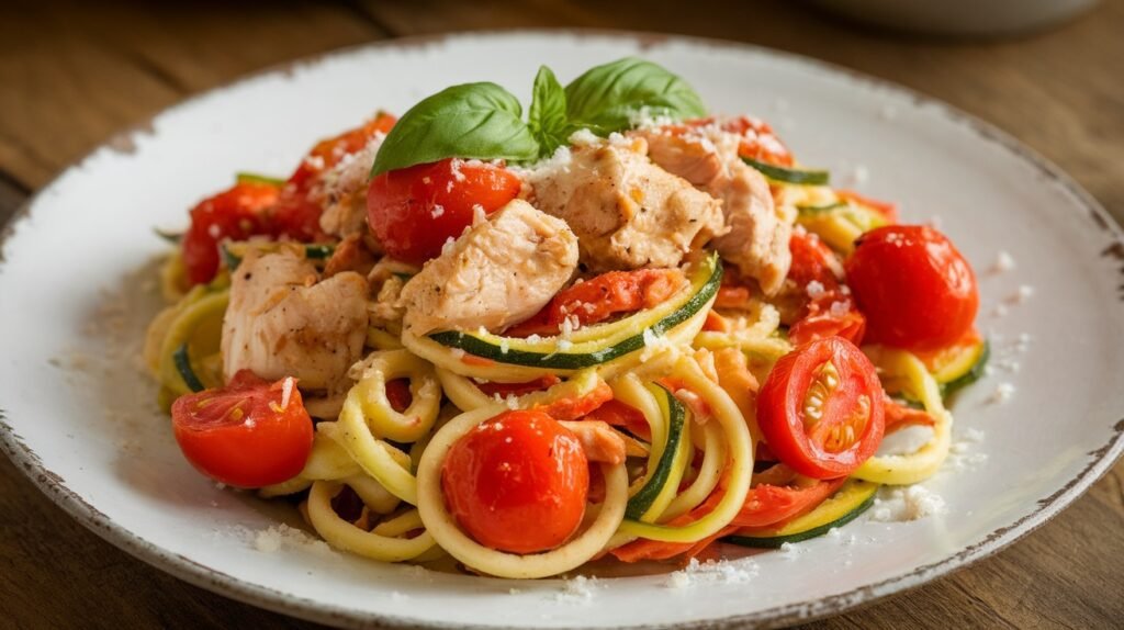 Chicken and Tomato Zucchini Pasta