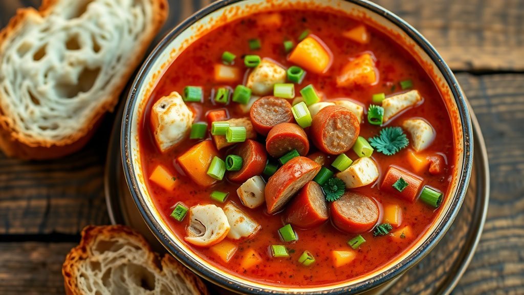 Spicy Cajun Crab and Sausage Soup