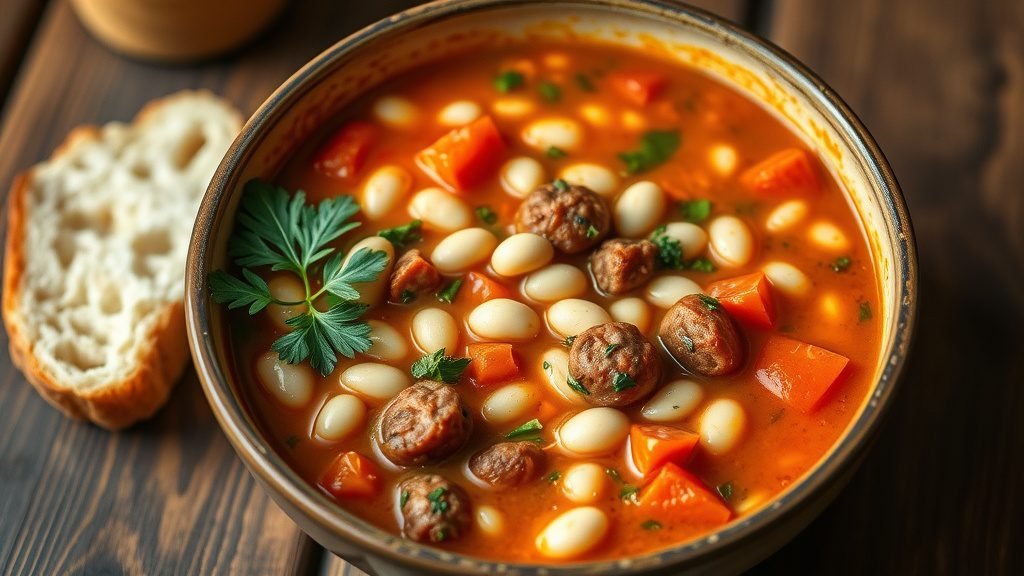 Spicy Sausage and White Bean Soup
