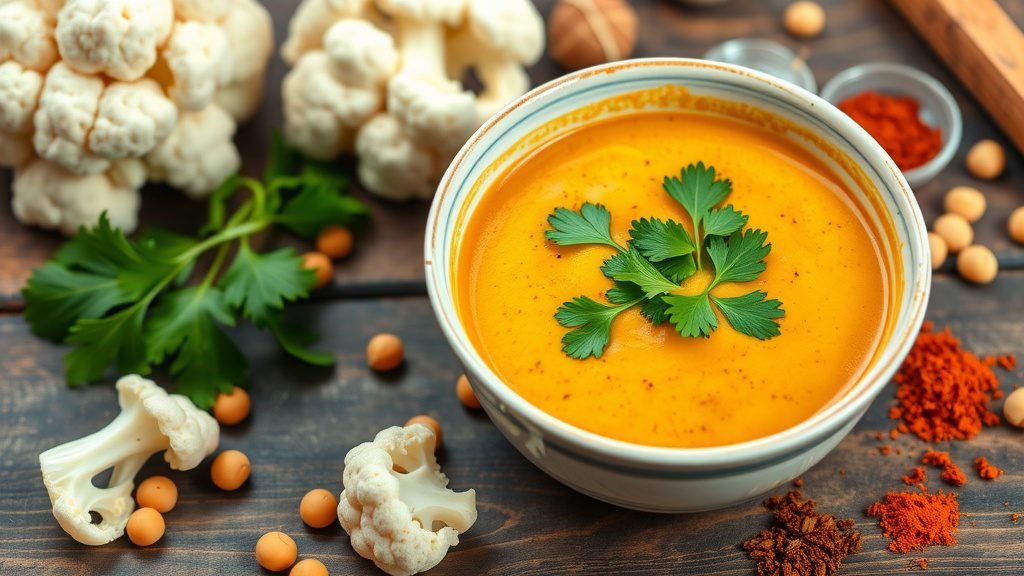 Curry-Spiced Cauliflower and Chickpea Soup