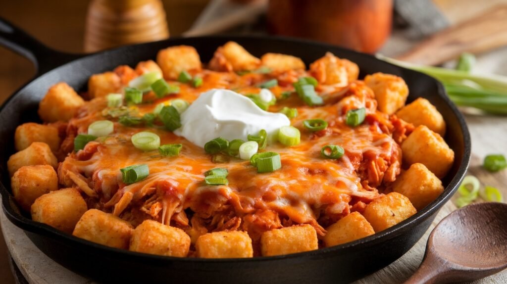 Chicken Enchilada Tater Tot Skillet
