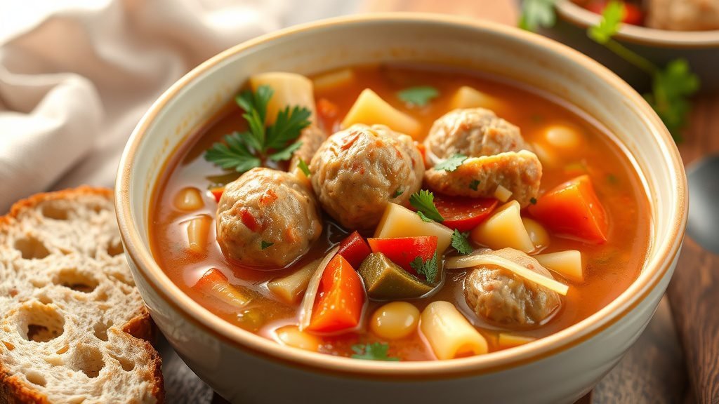 Turkey Meatball and Pasta Soup