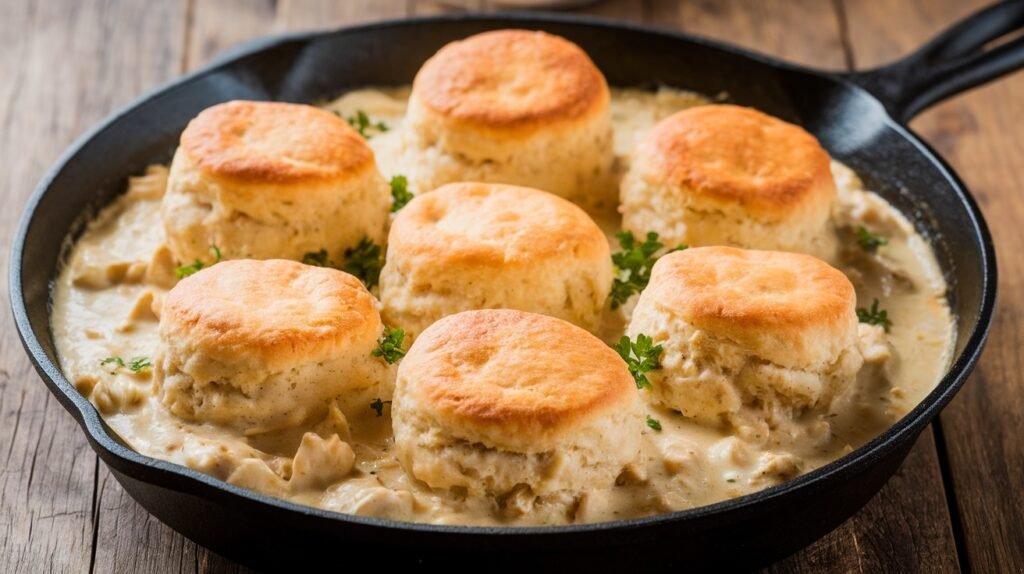 Chicken Alfredo Biscuit Skillet