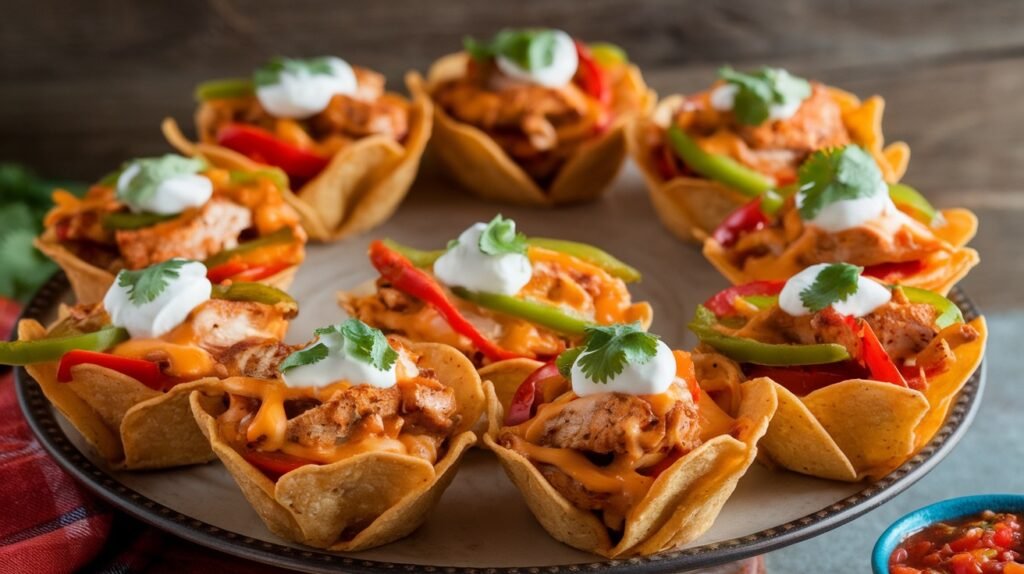 Chicken Fajita Nacho Cups