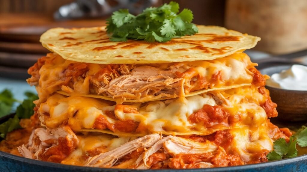 Cheesy Chicken Tortilla Stack