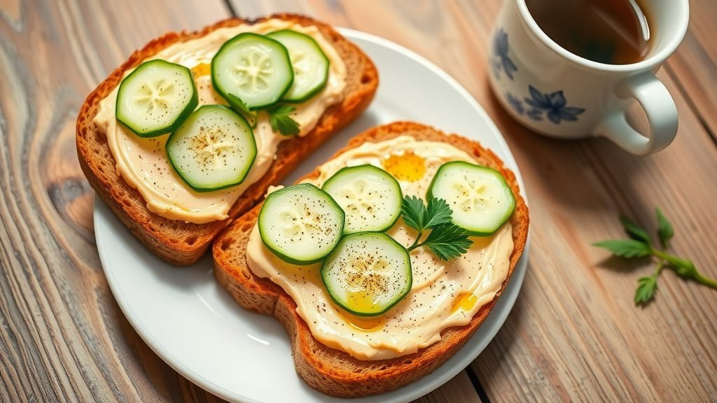 Hummus and Cucumber Toast