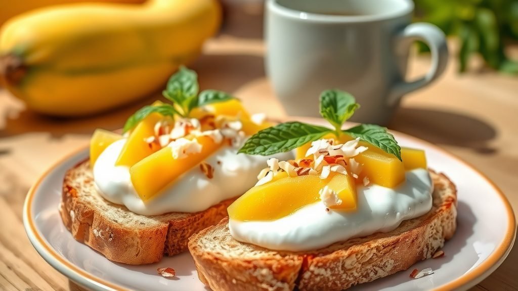 Mango and Coconut Yogurt Toast