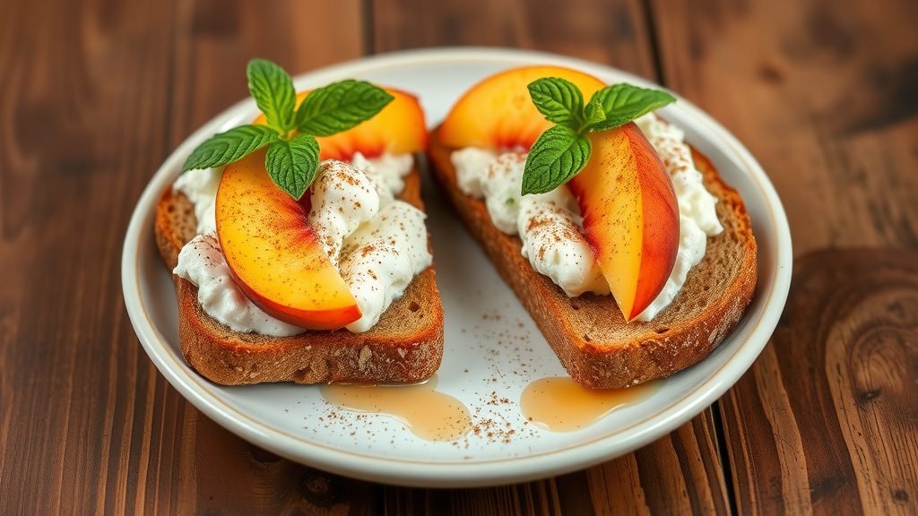Cottage Cheese and Peach Toast