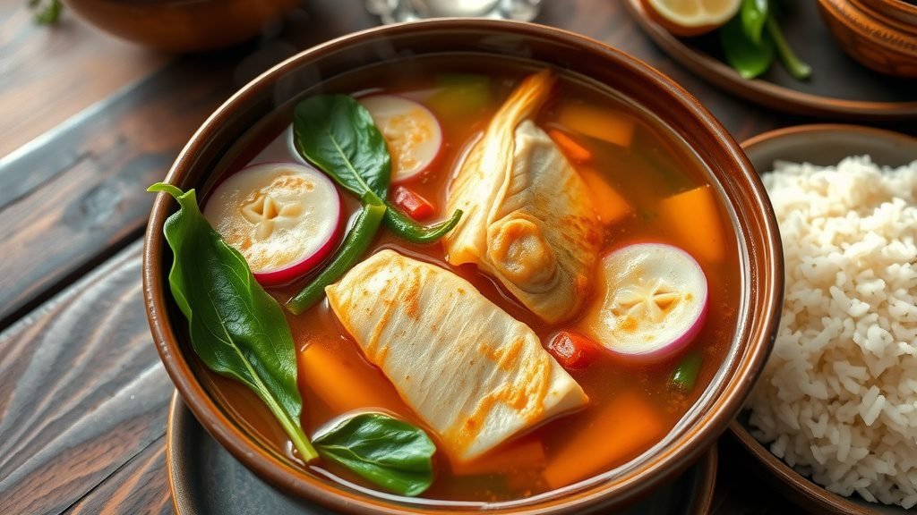 Filipino Sinigang na Isda (Tamarind Fish Soup)