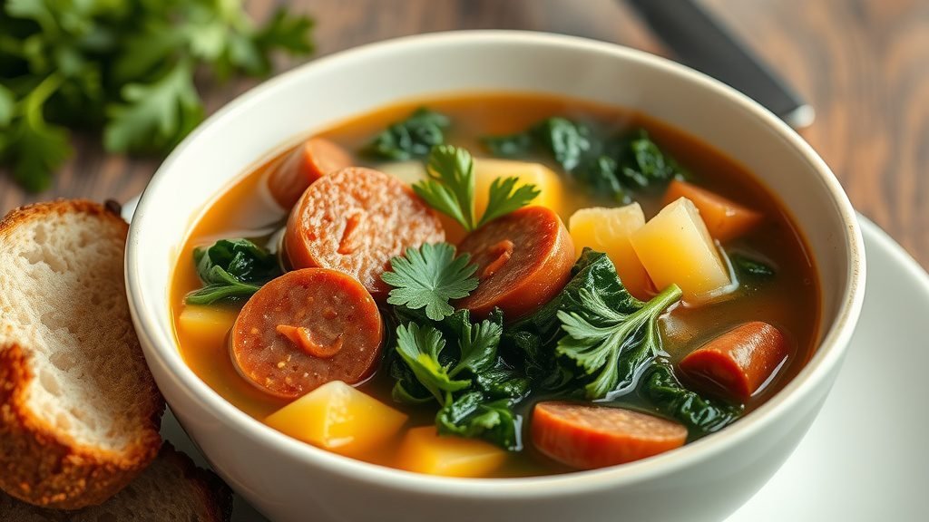 Portuguese Chourico and Kale Soup
