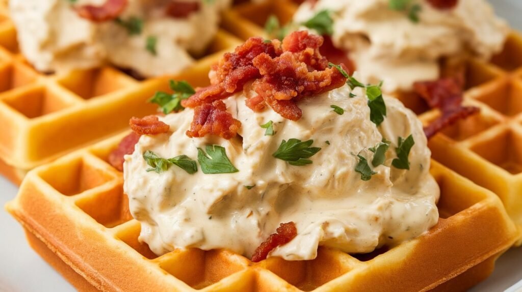 Chicken Bacon Alfredo Waffles