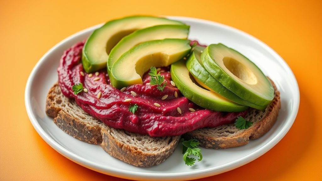 Beet Hummus and Avocado Toast