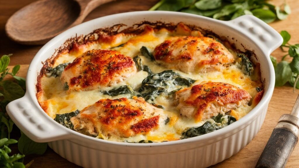 Chicken and Creamed Spinach Bake