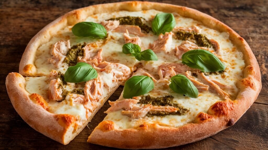 Creamy Chicken and Pesto Pizza