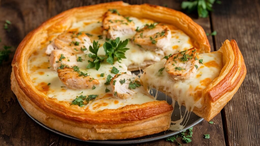 Chicken Alfredo Puff Pastry Pizza