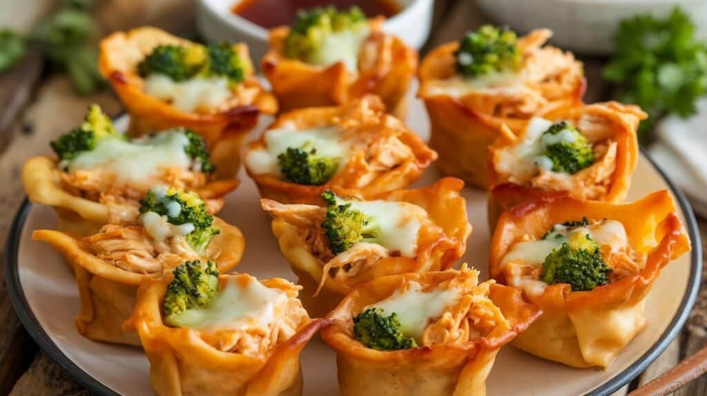 Chicken and Broccoli Wonton Cups