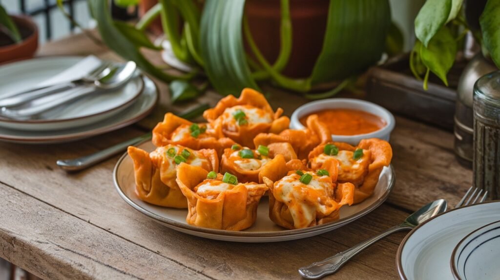Buffalo Chicken Wonton Cups