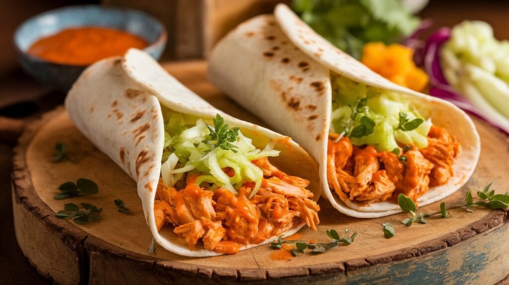 Buffalo Chicken Wraps with Celery Slaw