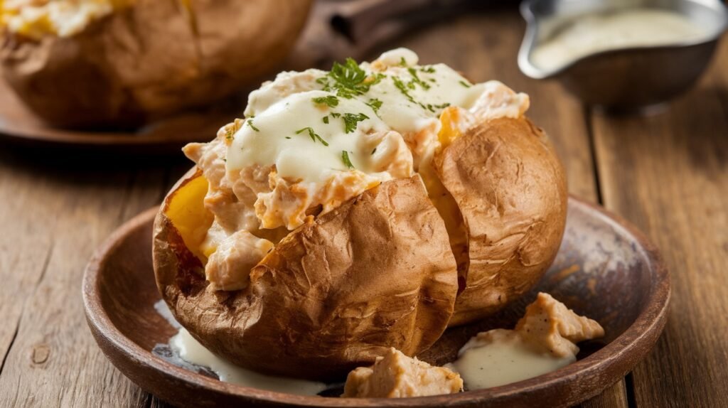 Chicken Alfredo Baked Potatoes