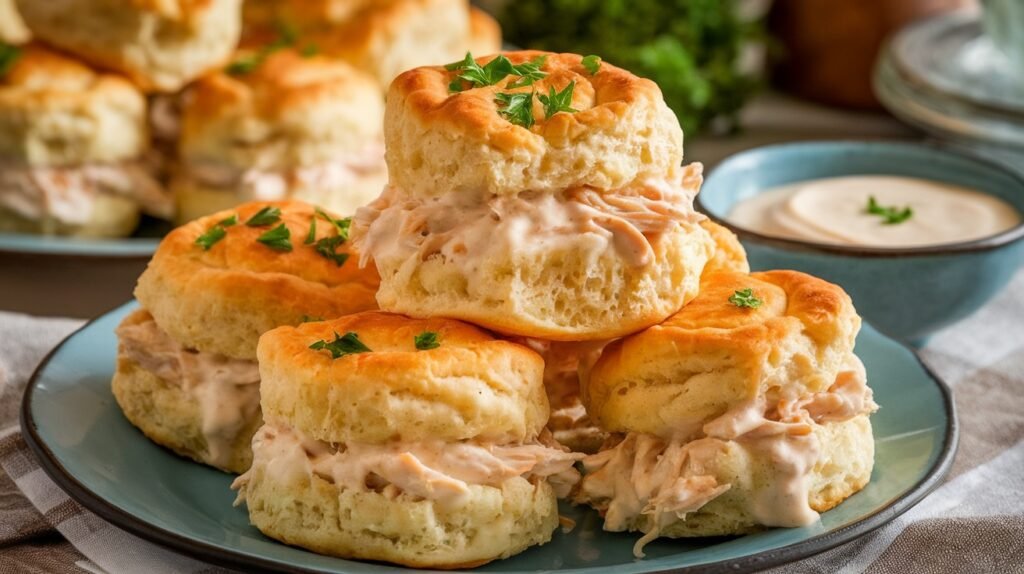 Chicken Alfredo Biscuit Bombs