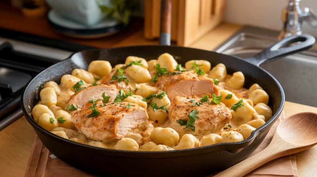 Chicken Alfredo Gnocchi Skillet
