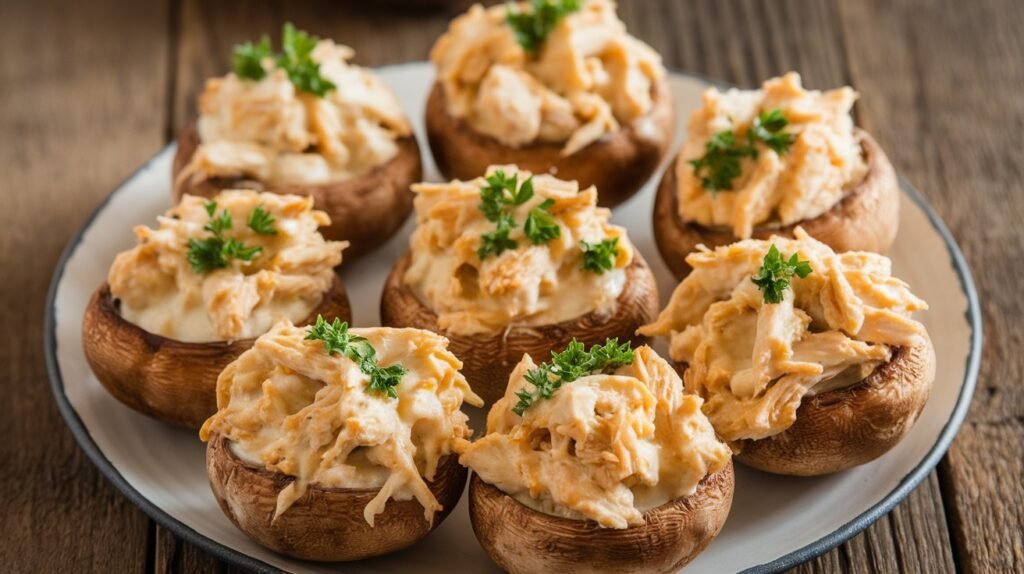Chicken Alfredo Stuffed Mushrooms