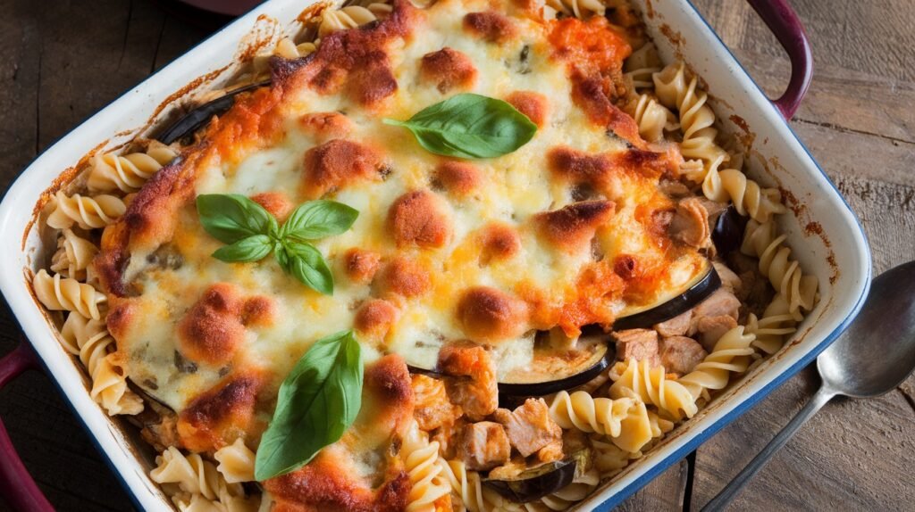 Chicken Eggplant Pasta Bake