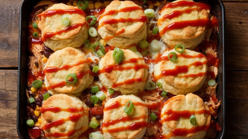 Chicken Enchilada Biscuit Bake