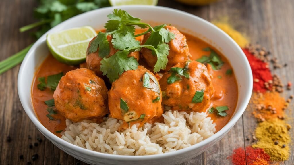 Chicken Meatballs in Thai Red Curry
