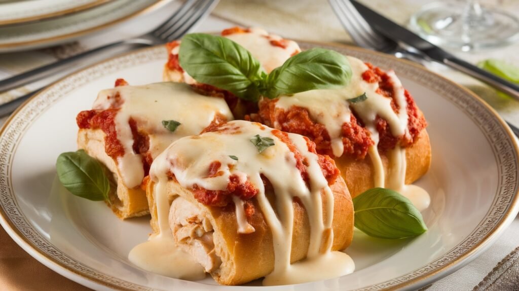 Chicken Parmesan Alfredo Rolls