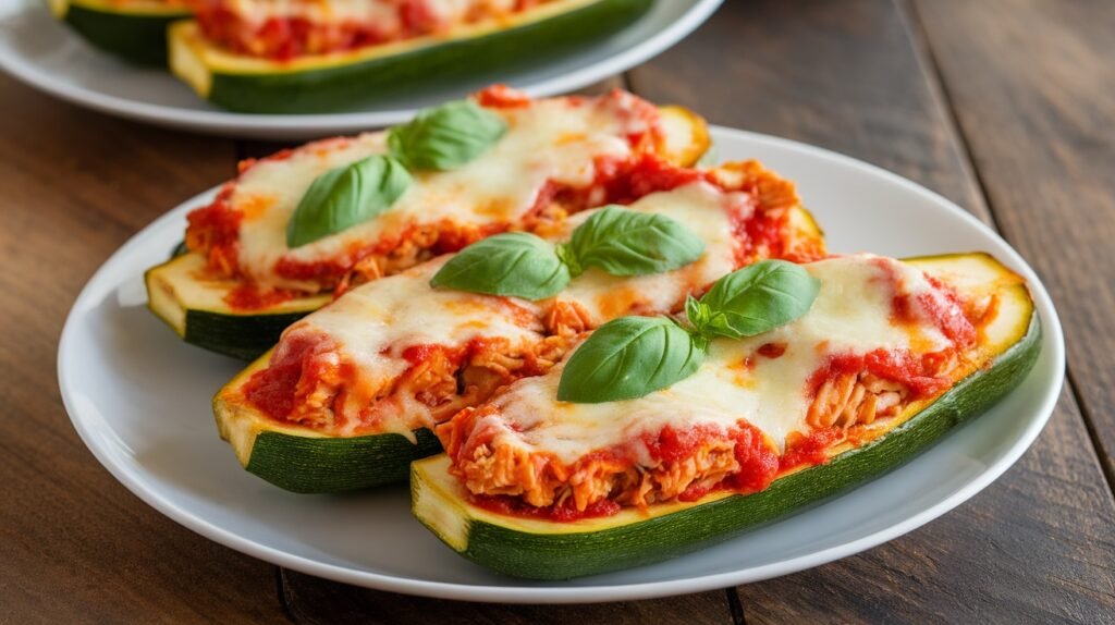 Chicken Parmesan Zucchini Boats