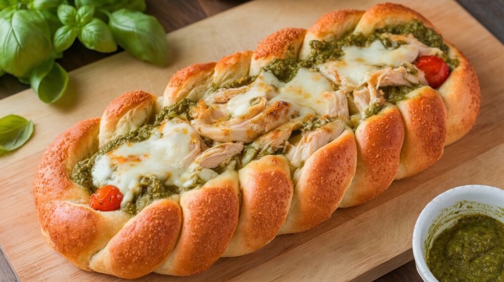 Chicken Pesto Pizza Crescent Braid