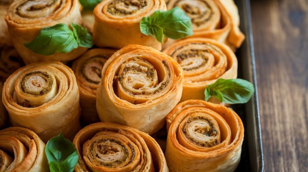 Chicken Pesto Puff Pastry Pinwheels