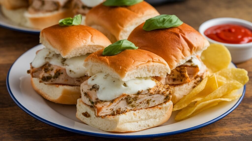 Chicken Pesto Sliders with Mozzarella