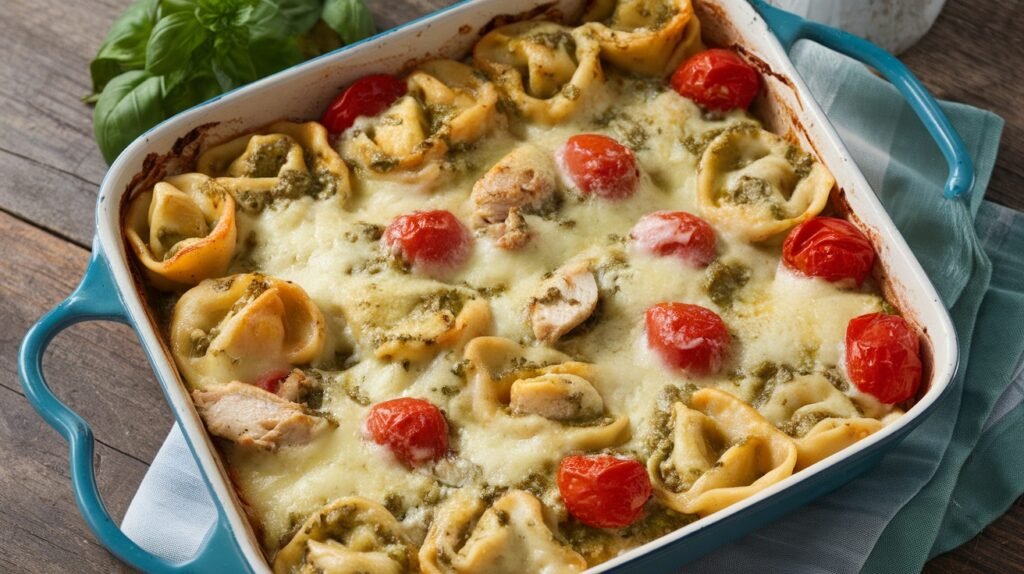 Chicken Pesto Tortellini Bake