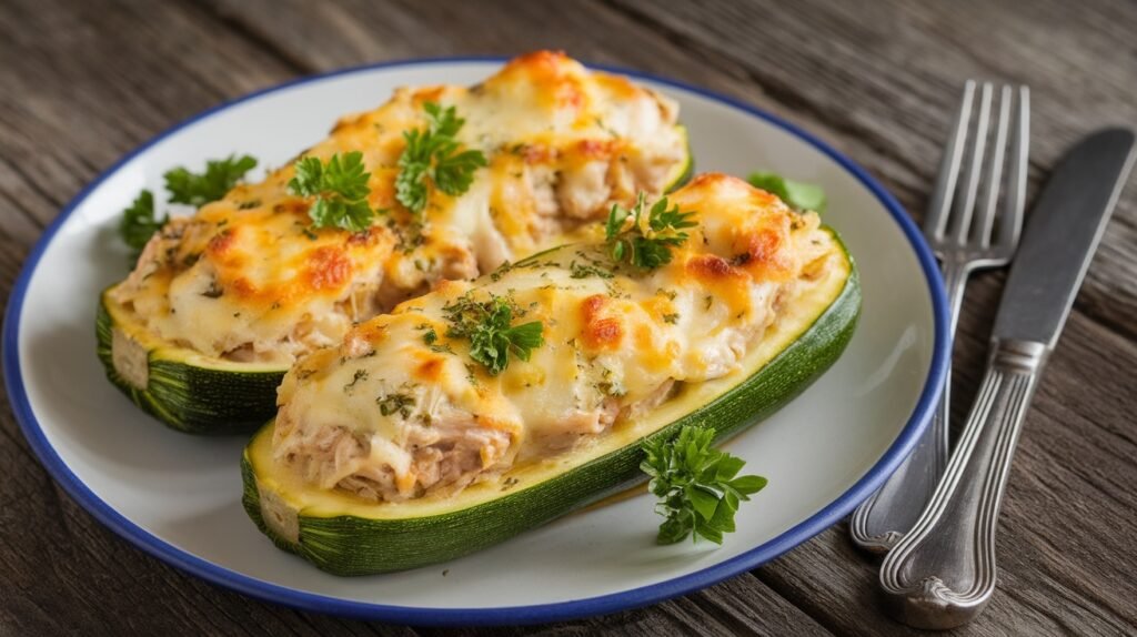 Chicken and Herb Stuffed Zucchini