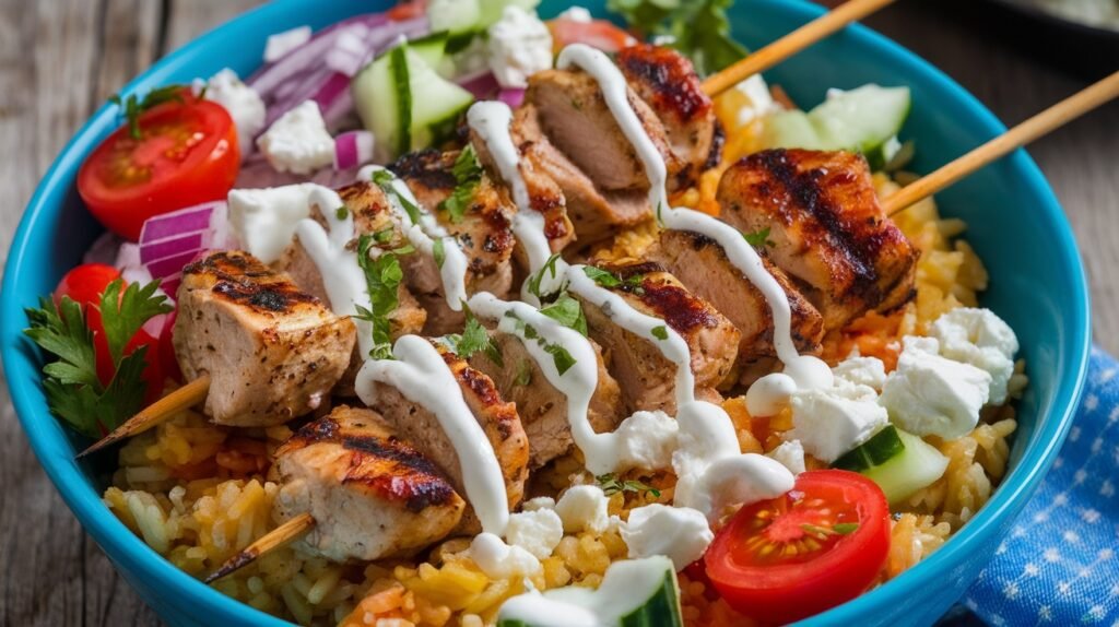 Chicken Souvlaki Rice Bowls