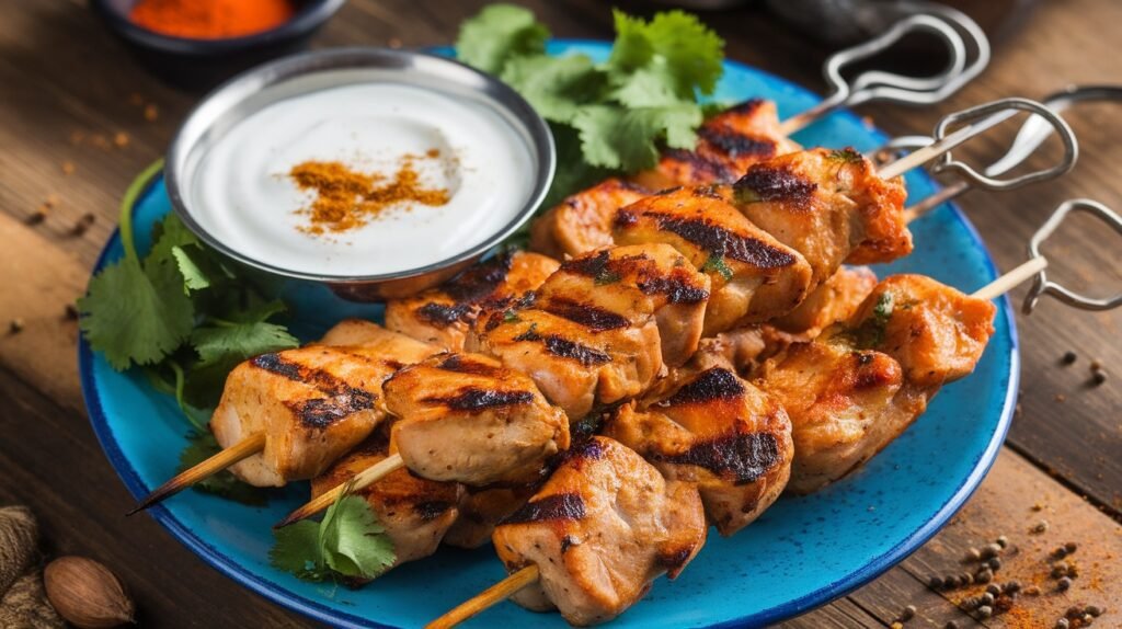 Chicken Tikka Skewers with Yogurt Sauce