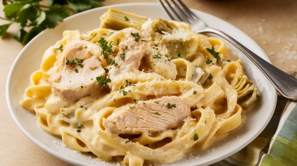 Chicken and Artichoke Alfredo Pasta