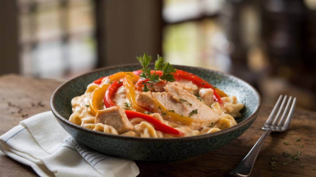 Chicken and Bell Pepper Alfredo Bowls