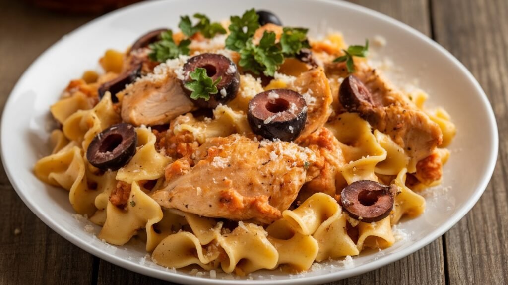 Chicken and Black Olive Pasta