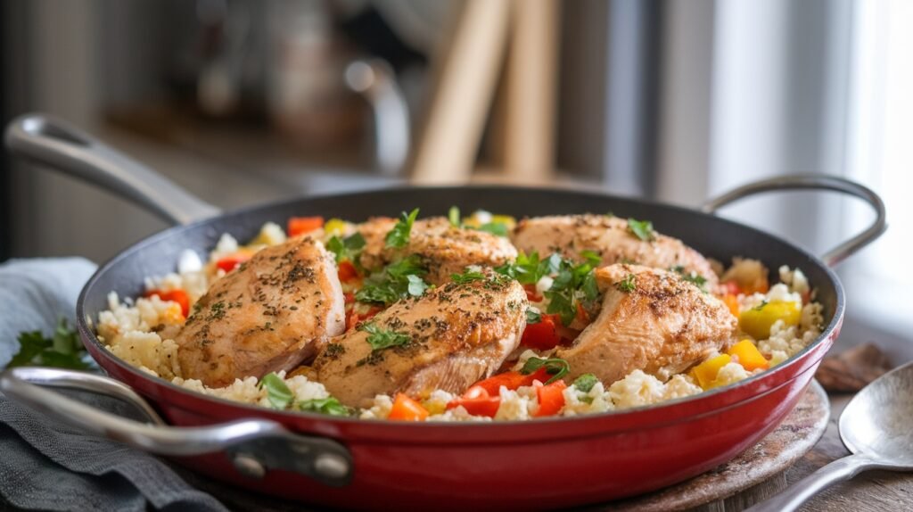 Chicken and Cauliflower Rice Skillet