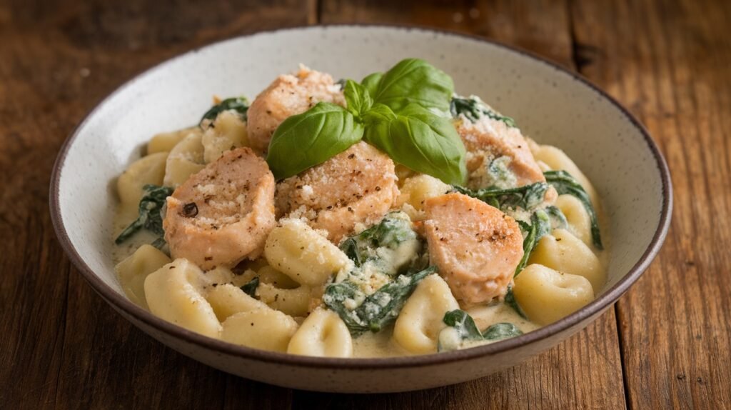 Chicken and Garlic Spinach Gnocchi