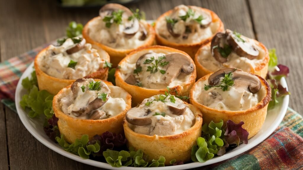 Chicken and Mushroom Alfredo Cups
