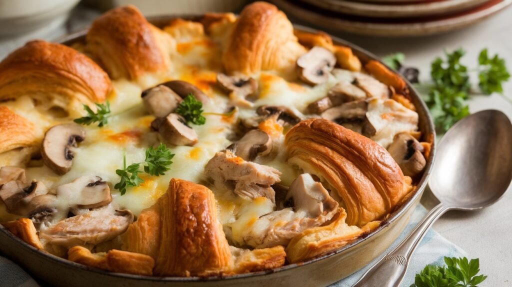 Chicken and Mushroom Croissant Bake