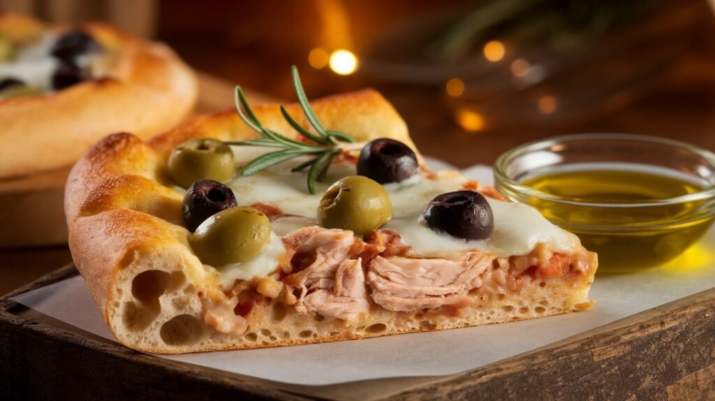 Chicken and Olive Focaccia Pizza