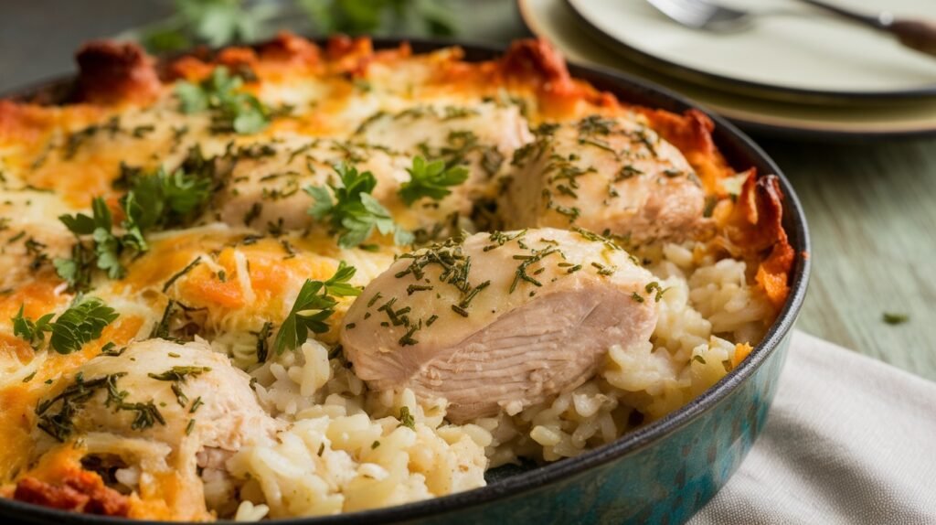 Chicken and Parmesan Herb Rice Bake