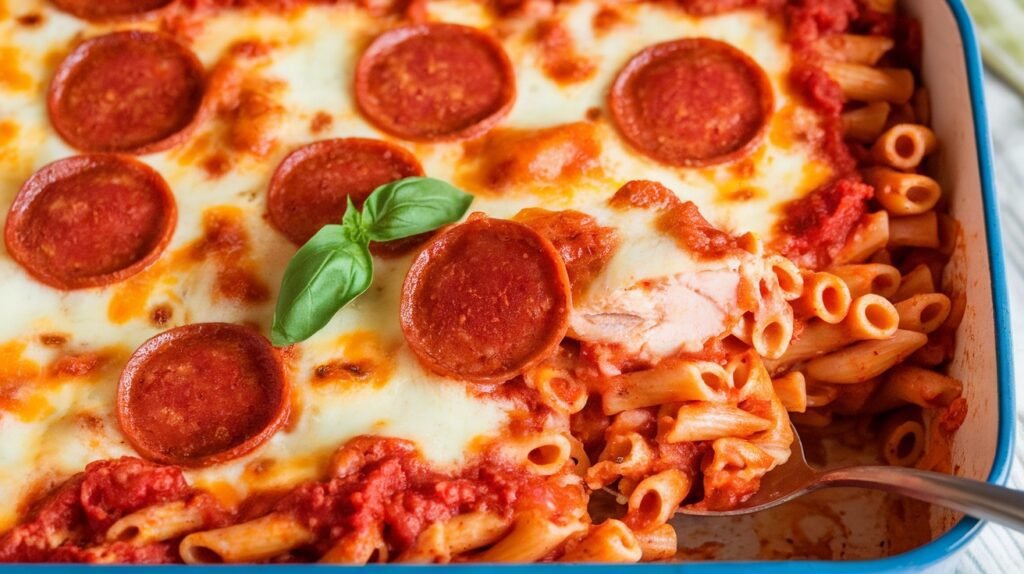 Chicken and Pepperoni Pasta Bake